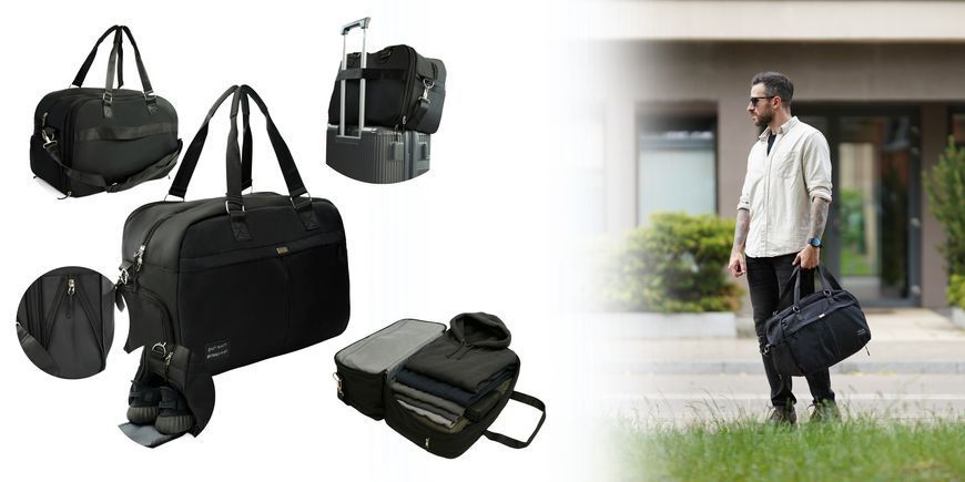 Тканинна дорожня сумка Solier SM04 VEA Чорна slr-sm04-vea-black фото