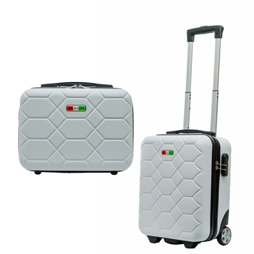 Набір валіз Косметичка + Валіза Мала XS Amsterdam ABS Біла Amsterdam-XS-set-white фото