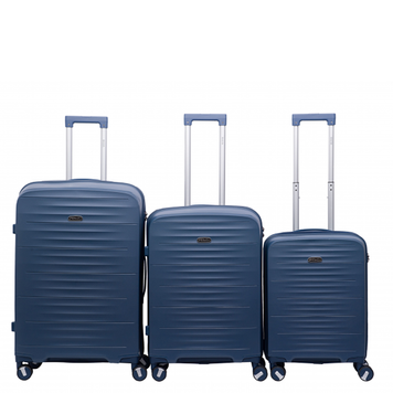 Набір валіз BAGIA Travel Premium PP Поліпропілен Темно-синій 3 розміри prmtrvl-set-dark-blue-3 фото