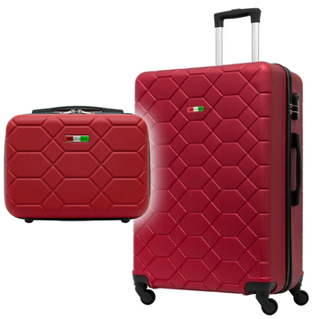 Набір валіз Косметичка + Валіза Велика XL Amsterdam ABS Червона Amsterdam-XL-set-red фото